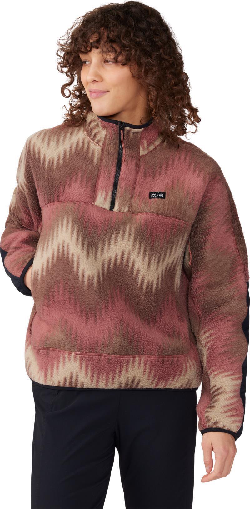 HiCamp Fleece Printed Pullover - Womens - Clay Earth Zig Zag Print 2