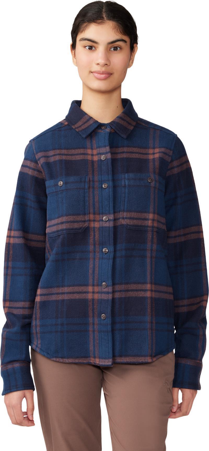 Plusher LS Shirt - Womens - Dark Zinc Plaid Print 1