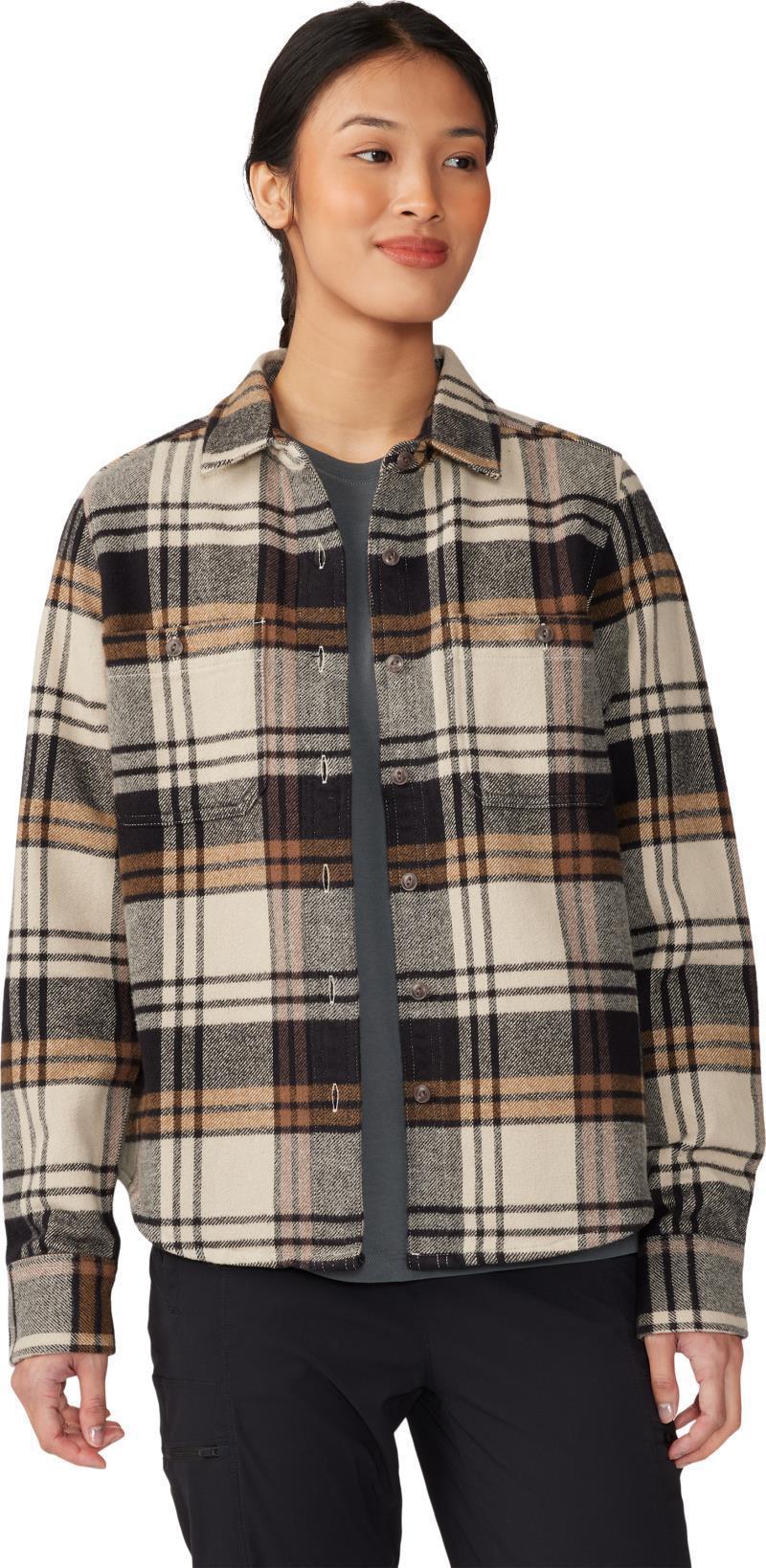 Plusher LS Shirt - Womens - Oyster Shell Plaid Print 5