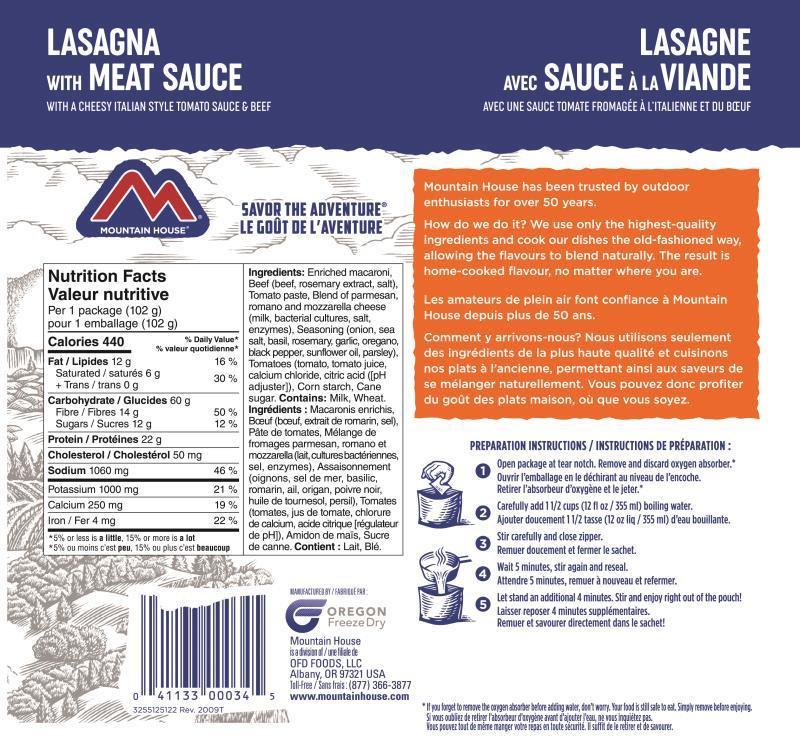 Lasagna with Meat Sauce - 2 Servings - Not Applicable 2