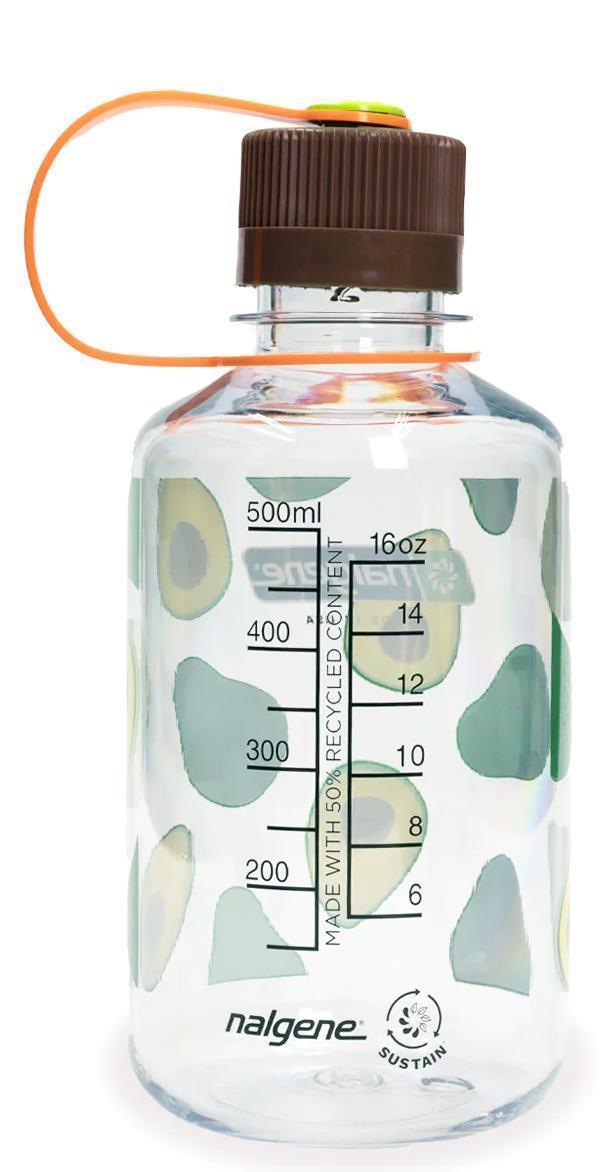 Sustain Narrow Mouth Loop Top - Fruit Prints - 500ml / 16oz - Clear with Avocados 2