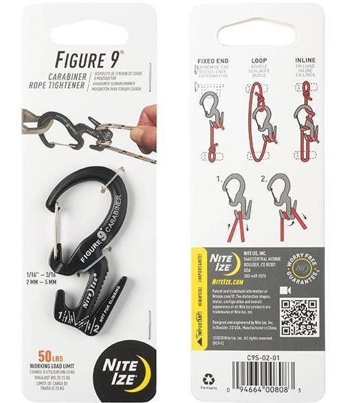 Figure 9 Carabiner Rope Tightener - Small with Rope - Black - 2 Pack - Not Applicable 2
