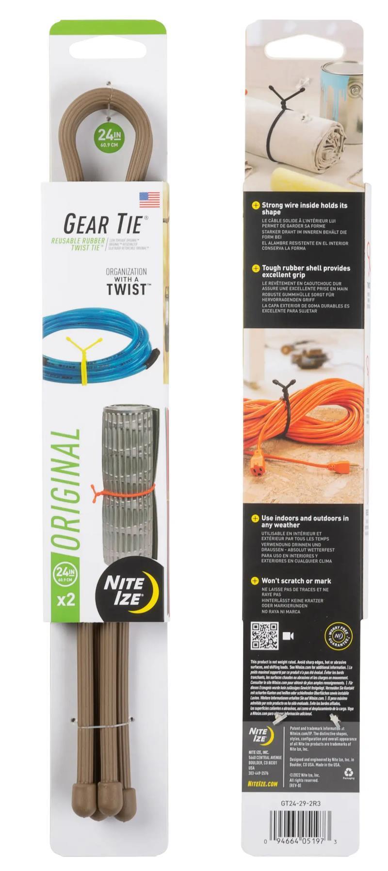 Gear Tie Reusable Rubber Twist Tie 24" - 2 Pack - Coyote 1