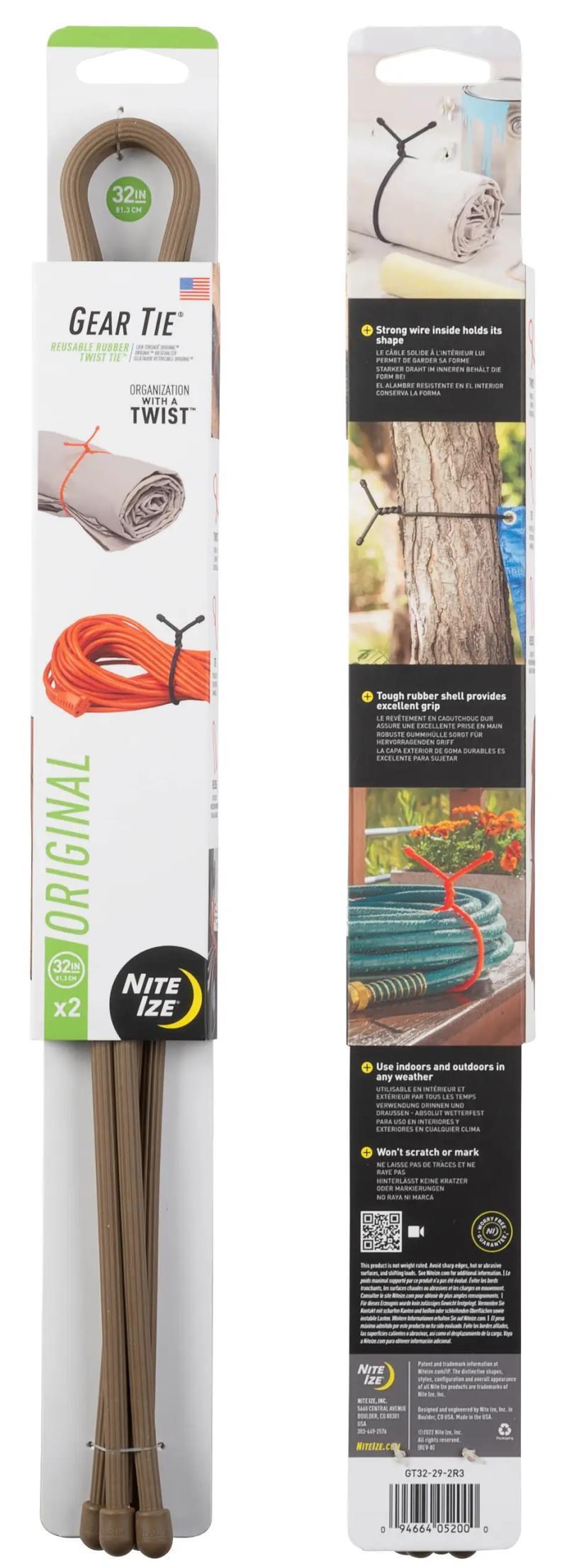Gear Tie Reusable Rubber Twist Tie 32" - 2 Pack - Coyote 1
