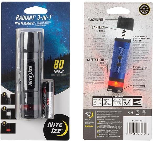 Radiant 3-in-1 Mini Flashlight - 80-Lumens - Black 2