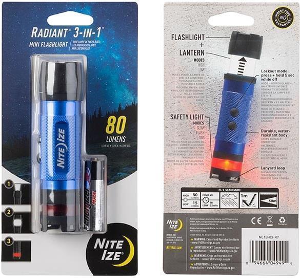 Radiant 3-in-1 Mini Flashlight - 80-Lumens - Blue 2
