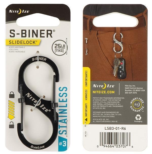 S-Biner SlideLock #3 - Stainless Steel - Black 2