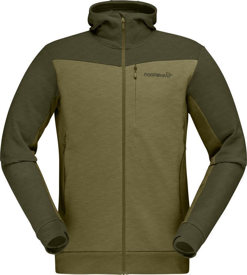 Falketind Warmwool2 Stretch Zip Hood - Mens - Olive Night / Olive Drab 1