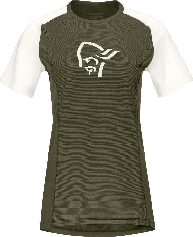 Fjora Wool T-Shirt - Womens - Olive Night / Snowdrop 1