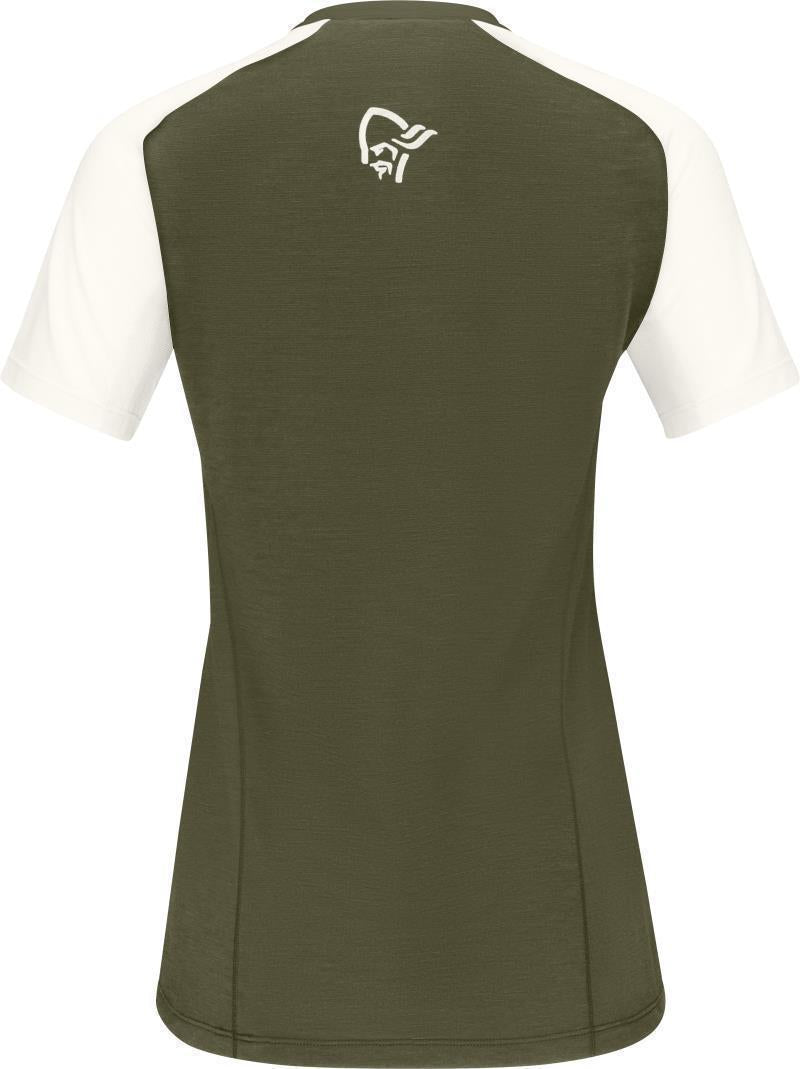 Fjora Wool T-Shirt - Womens - Olive Night / Snowdrop 2