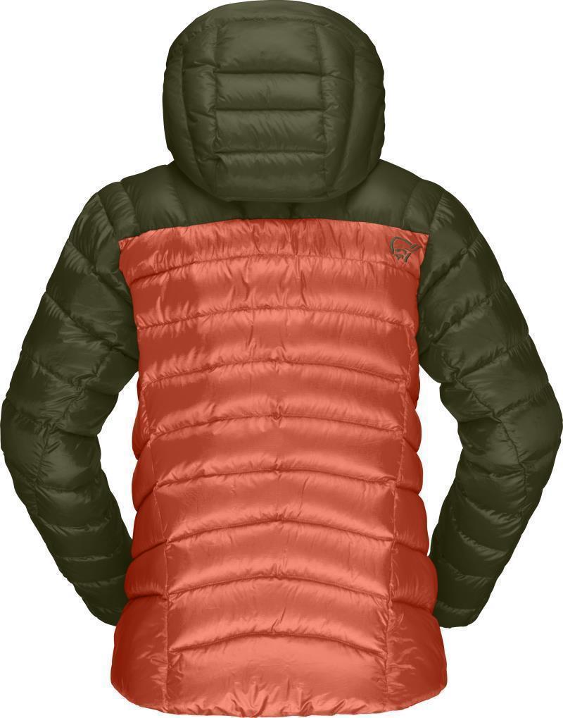 Lyngen Down850 Hood - Womens - Olive Night / Orange Alert 2