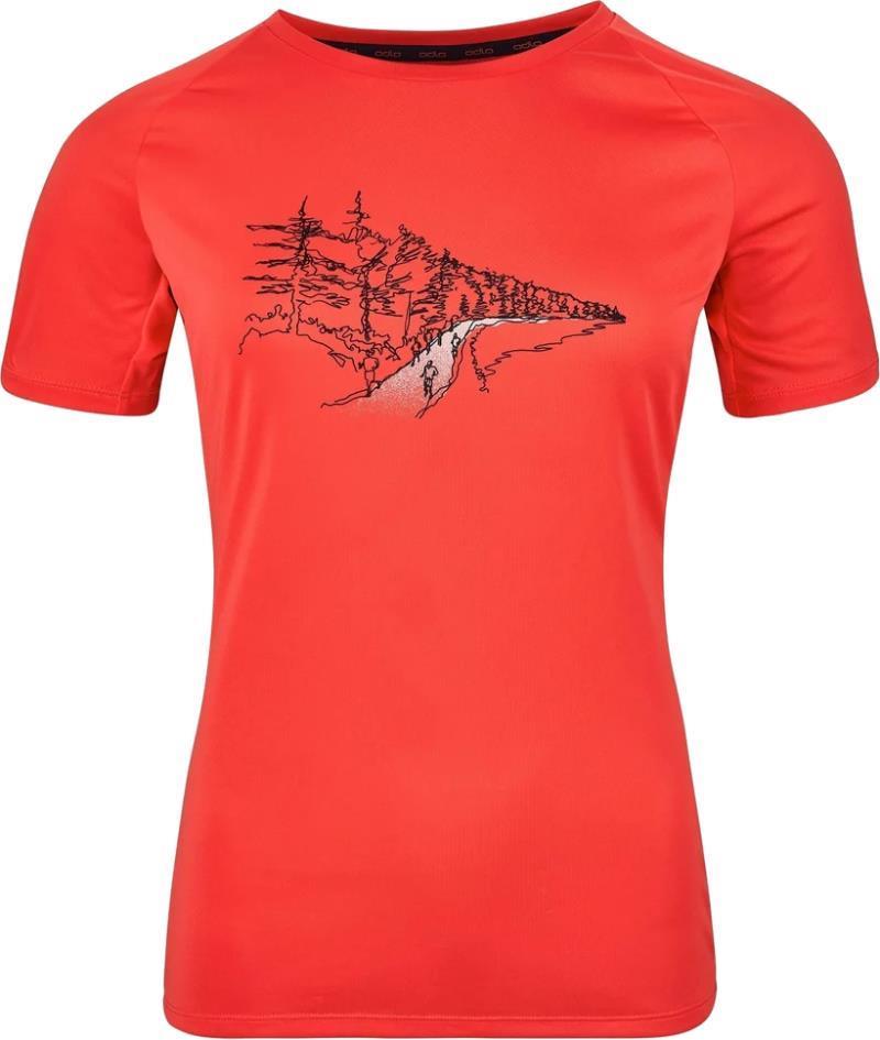 Essential Print Crew Neck SS - Womens - cayene 1