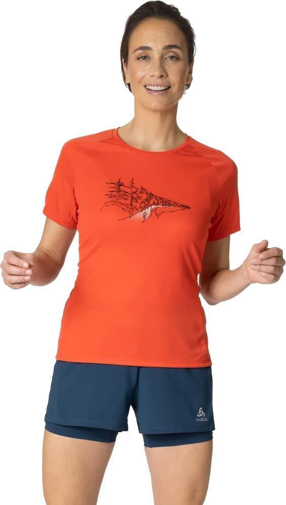 Essential Print Crew Neck SS - Womens - cayene 1