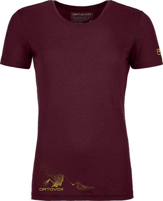 185 Merino Logo Spray T-Shirt - Womens - Dark Wine 1