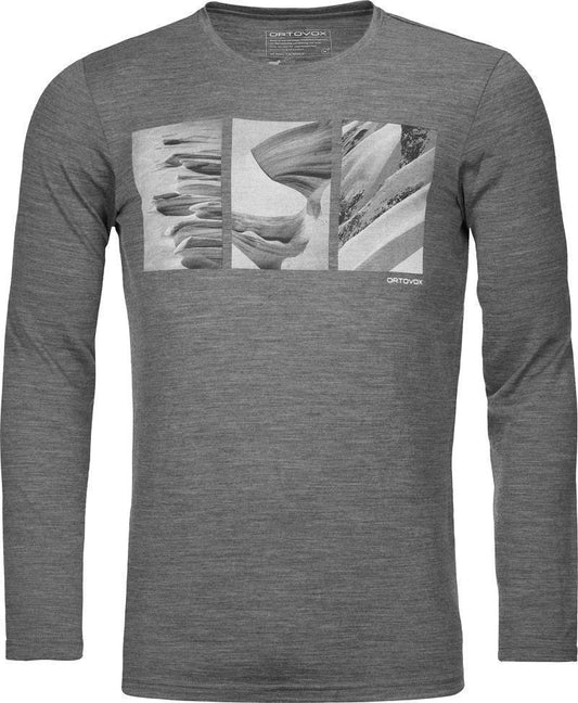 185 Merino Shape Pic LS - Mens - Mid Grey Blend 1