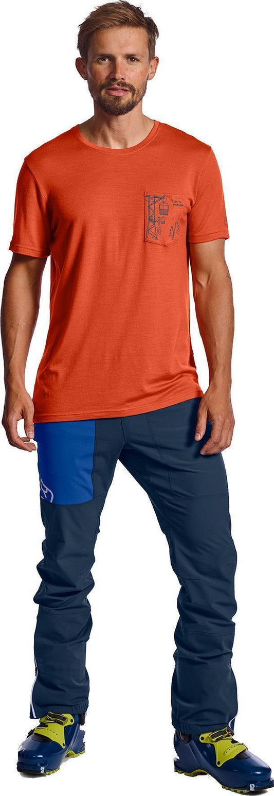 185 Merino Way To Powder T-Shirt - Mens - Desert Orange 2