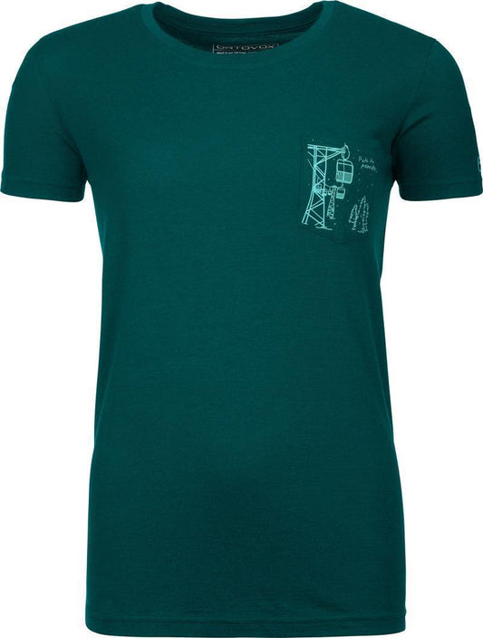 185 Merino Way To Powder T-Shirt - Womens - Pacific Green 1