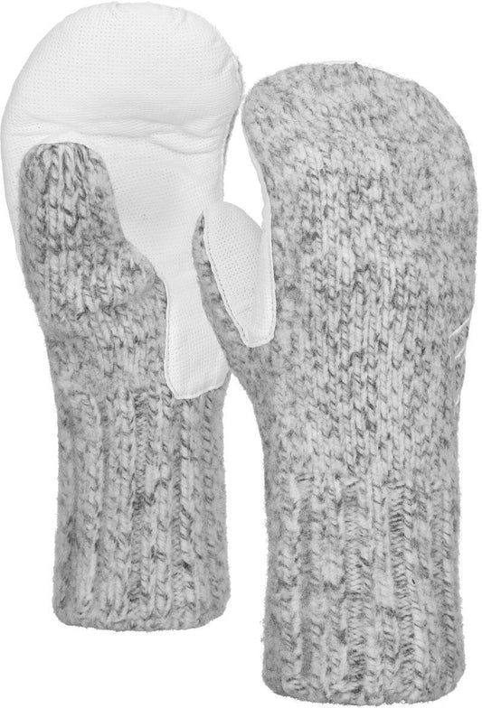 Classic Wool Mittens Leather - Grey Blend 1