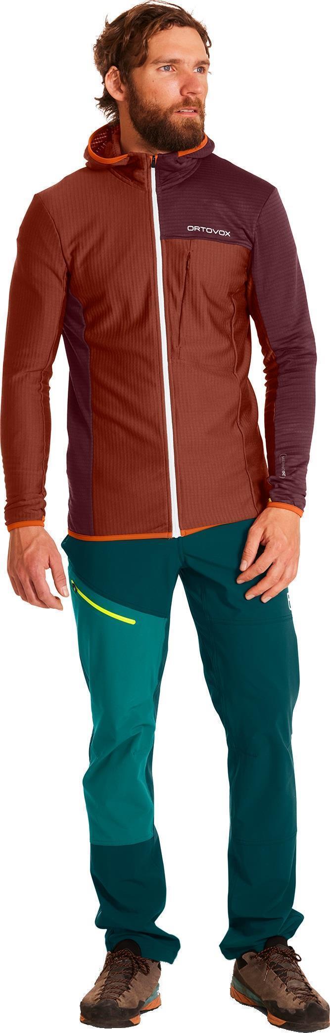 Fleece Light Grid Hooded Jacket - Mens - Clay Orange 2