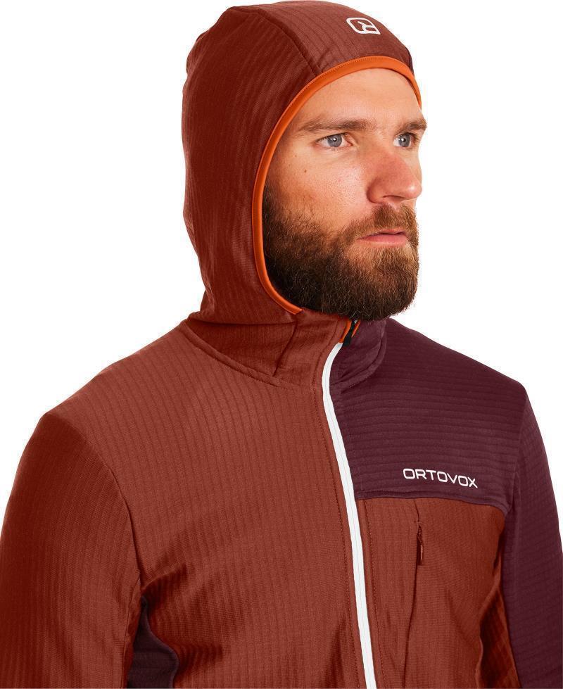 Fleece Light Grid Hooded Jacket - Mens - Clay Orange 3