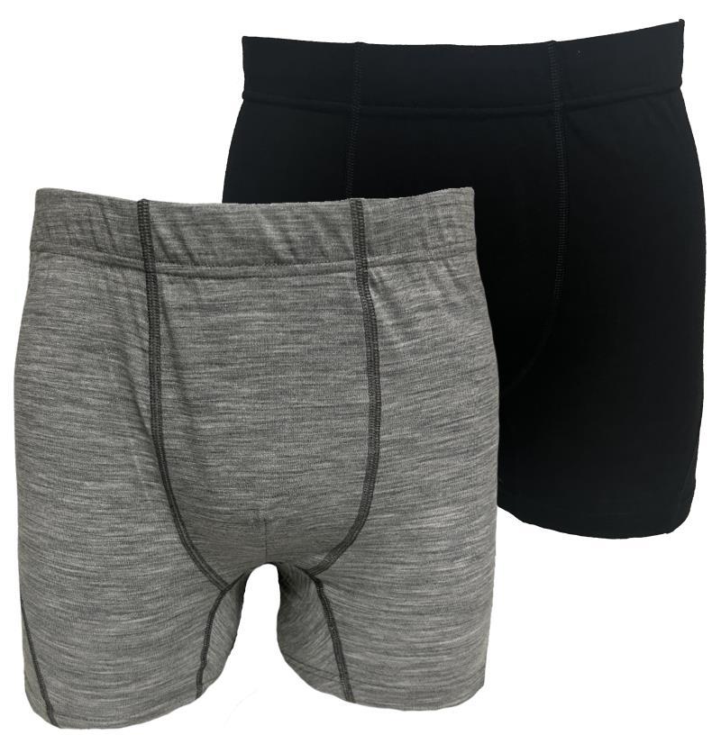 100% Merino, Boxers, 160gm, 5" Inseam - Mens - 2-Pack - black / grey 1