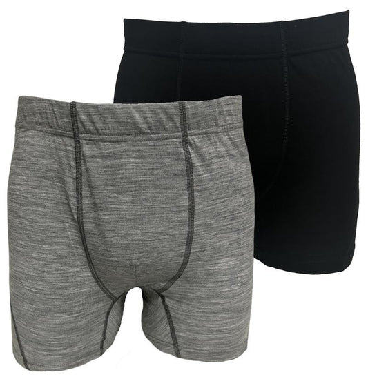 100% Merino, Boxers, 160gm, 5" Inseam - Mens - 2-Pack - black / grey 1