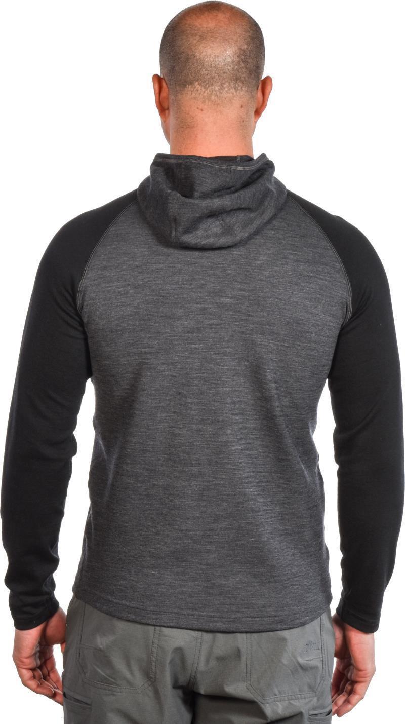 100% Merino. Full Zip Hoody, 260gm - Mens - charcoal / black 1