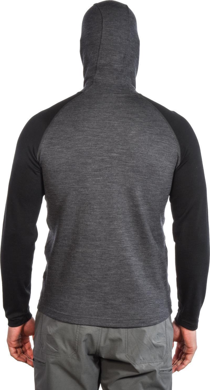 100% Merino. Full Zip Hoody, 260gm - Mens - charcoal / black 1