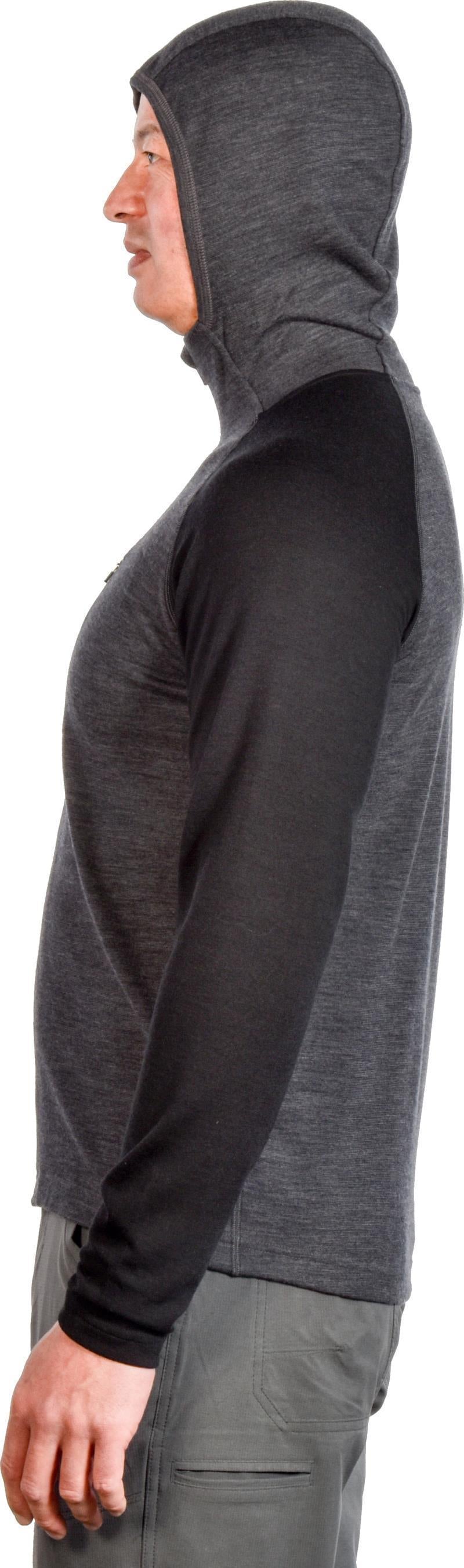 100% Merino. Full Zip Hoody, 260gm - Mens - charcoal / black 1
