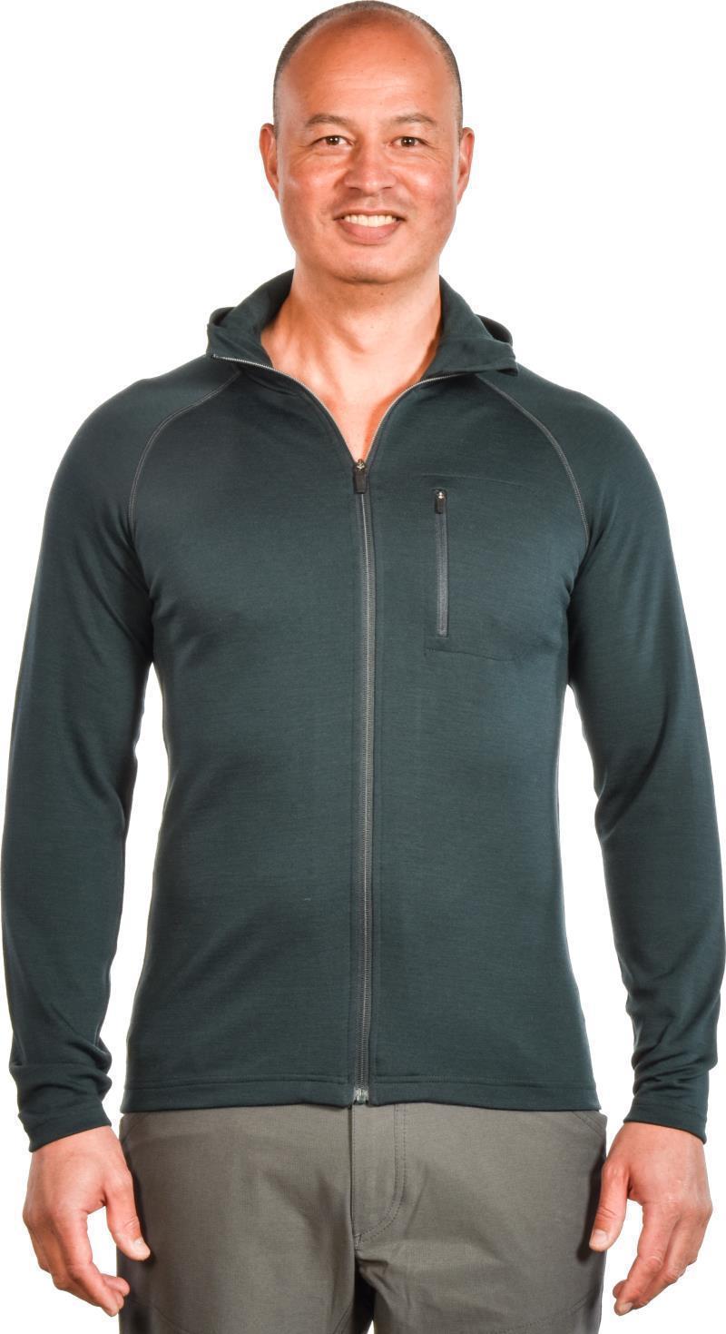 100% Merino. Full Zip Hoody, 260gm - Mens - deep teal 1
