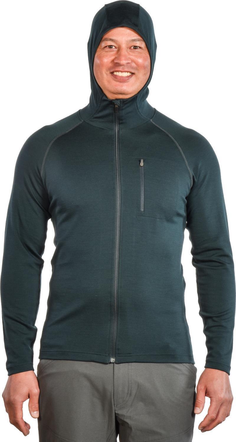 100% Merino. Full Zip Hoody, 260gm - Mens - deep teal 1