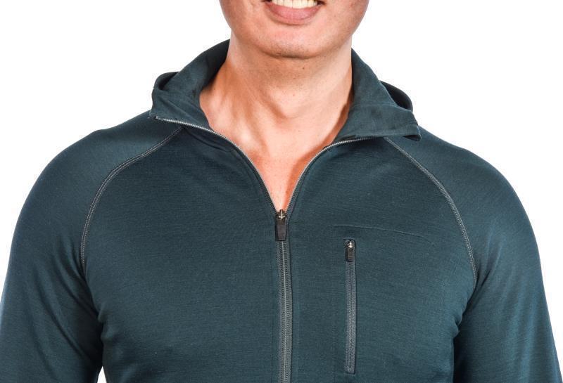 100% Merino. Full Zip Hoody, 260gm - Mens - deep teal 1