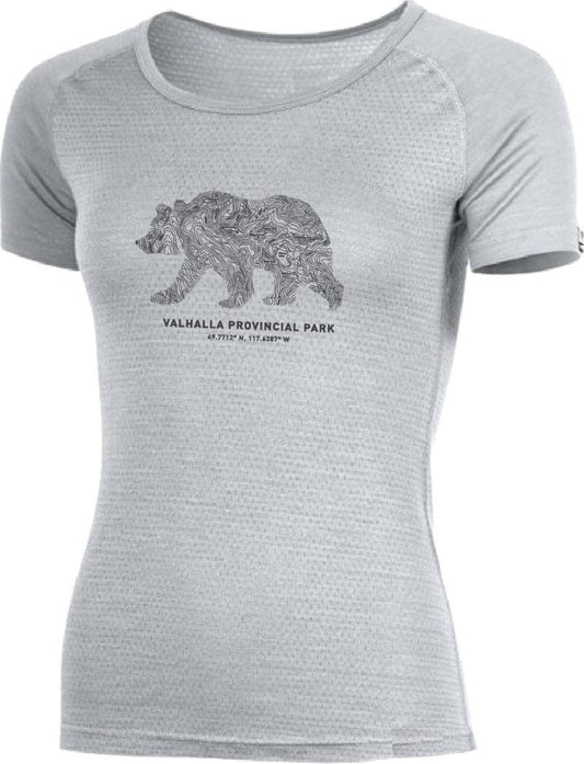 100% Merino Mesh, Topo Grizzly, SS T-Shirt 160gm - Womens - cement 1