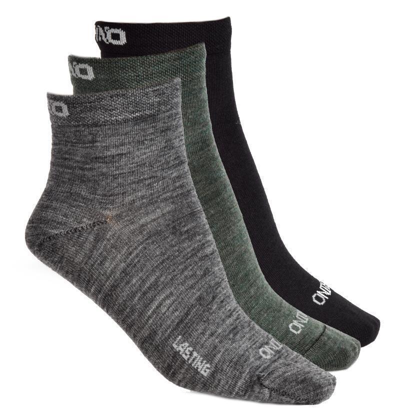 Merino, Lightweight Socks - Unisex - 3-Pack - black / grey / olive 1