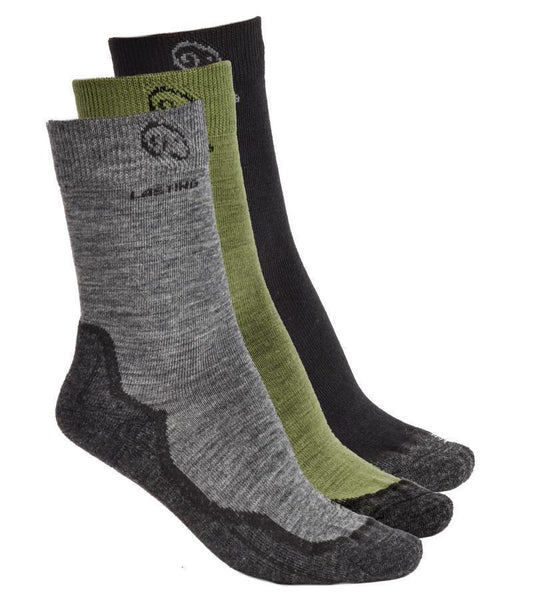 Merino, Midweight Socks - Unisex - 3-Pack - black / grey / olive 1
