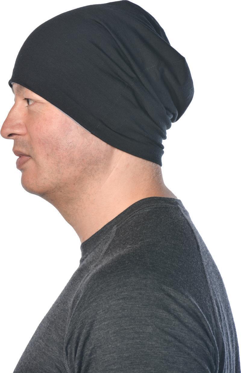 Merino, Reversible Beanie, 160gm - black / grey 1