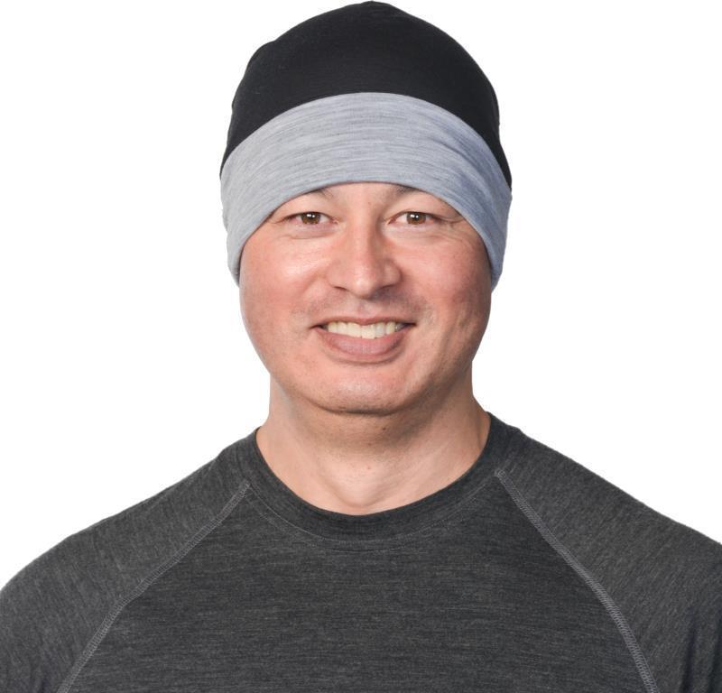 Merino, Reversible Beanie, 160gm - black / grey 1