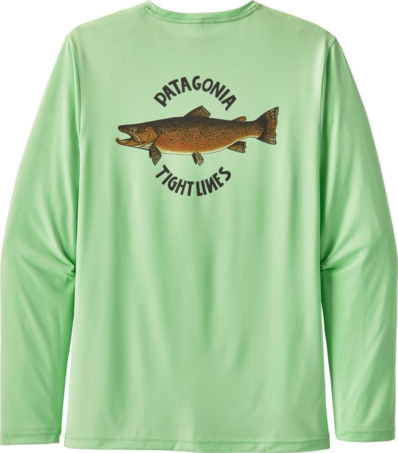 Capilene Cool Daily Fish Graphic LS Shirt - Mens - Brown Trout / Bud Green 3