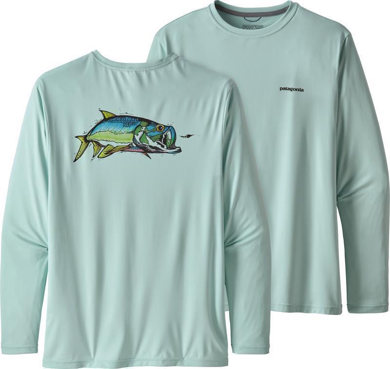 Capilene Cool Daily Fish Graphic LS Shirt - Mens - Chase / Atoll Blue 1