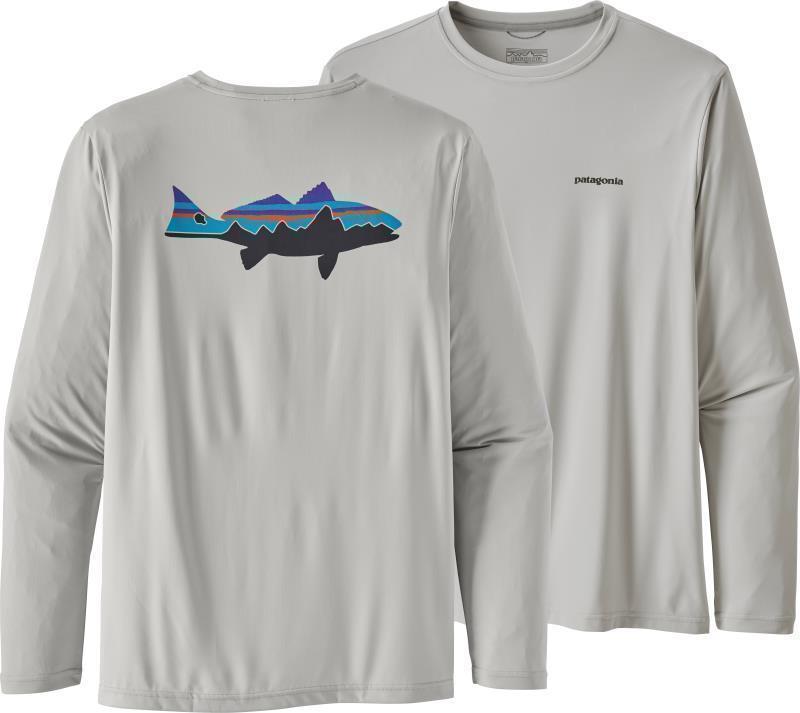 Capilene Cool Daily Fish Graphic LS Shirt - Mens - Fitz Roy Redfish / Tailored Grey 1