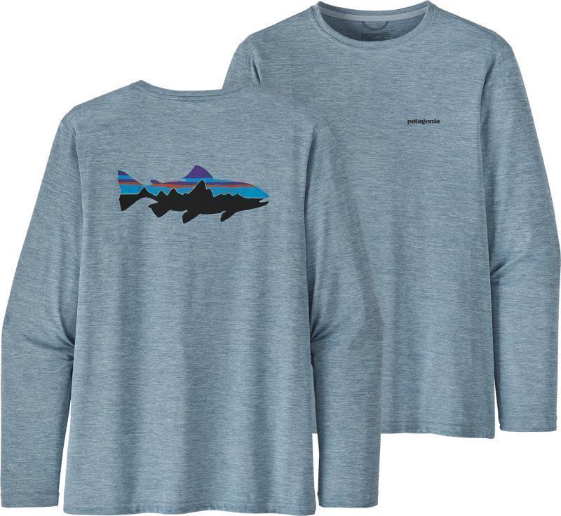 Capilene Cool Daily Fish Graphic LS Shirt - Mens - Fitz Roy Trout / Steam Blue X-Dye 1