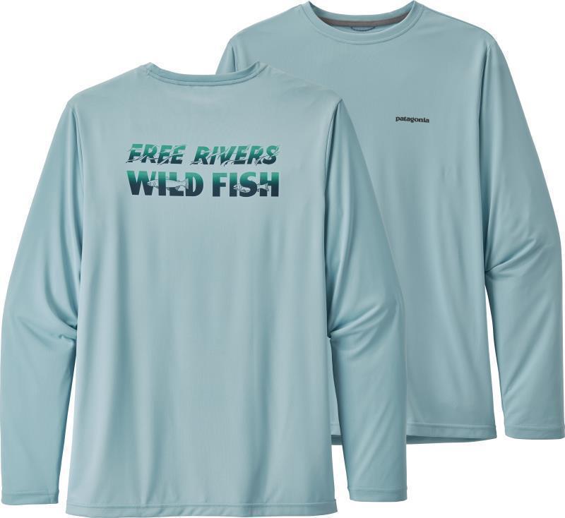 Capilene Cool Daily Fish Graphic LS Shirt - Mens - Free and Wild / Big Sky Blue 1