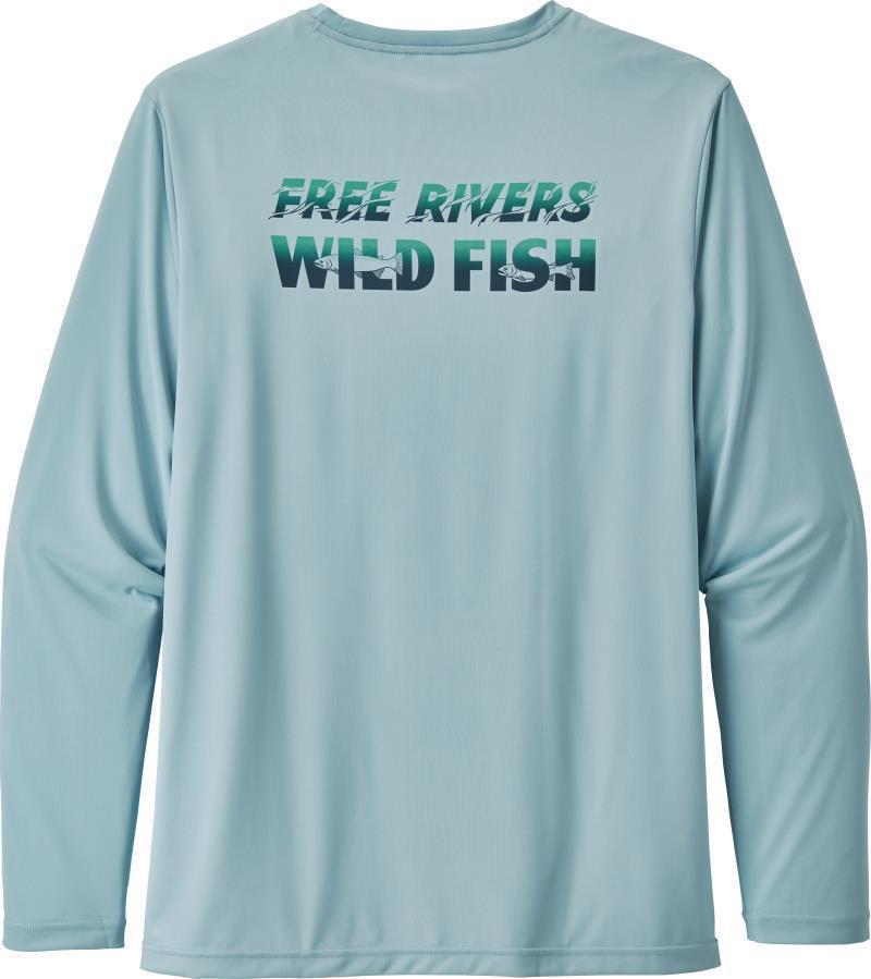 Capilene Cool Daily Fish Graphic LS Shirt - Mens - Free and Wild / Big Sky Blue 3