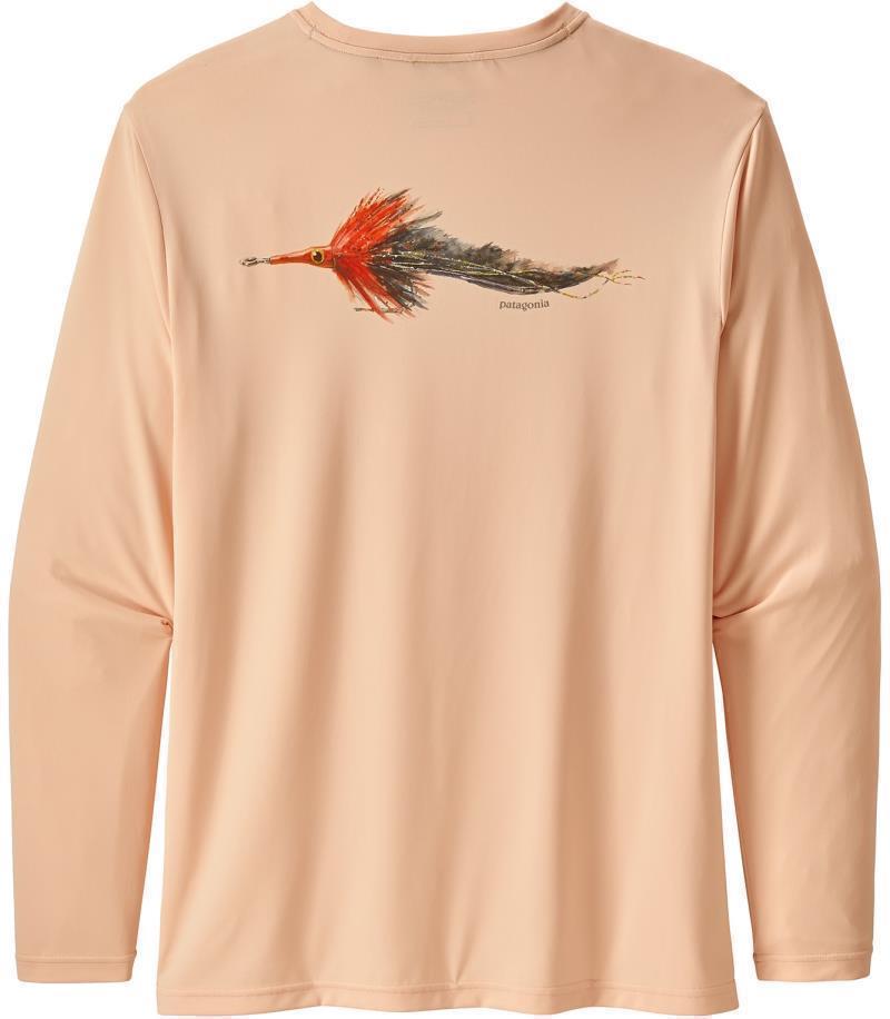 Capilene Cool Daily Fish Graphic LS Shirt - Mens - Poon Fly / Light Peach Sherbet 2