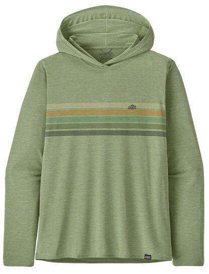 Capilene Cool Daily Graphic Hoody - Mens - Line Logo Ridge Stripe / Salvia Green X-Dye 1