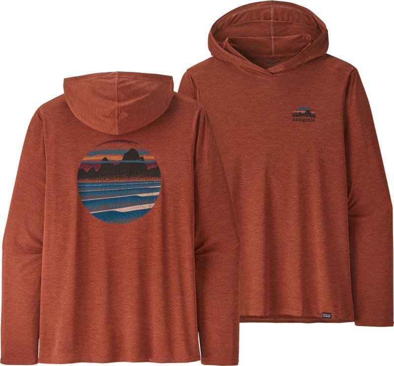 Capilene Cool Daily Graphic Hoody - Mens - Skyline Stencil / Burl Red X-Dye 1