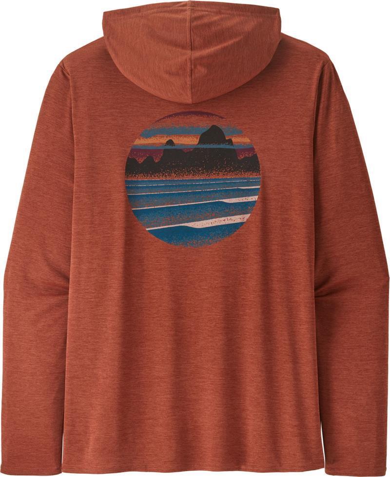 Capilene Cool Daily Graphic Hoody - Mens - Skyline Stencil / Burl Red X-Dye 2