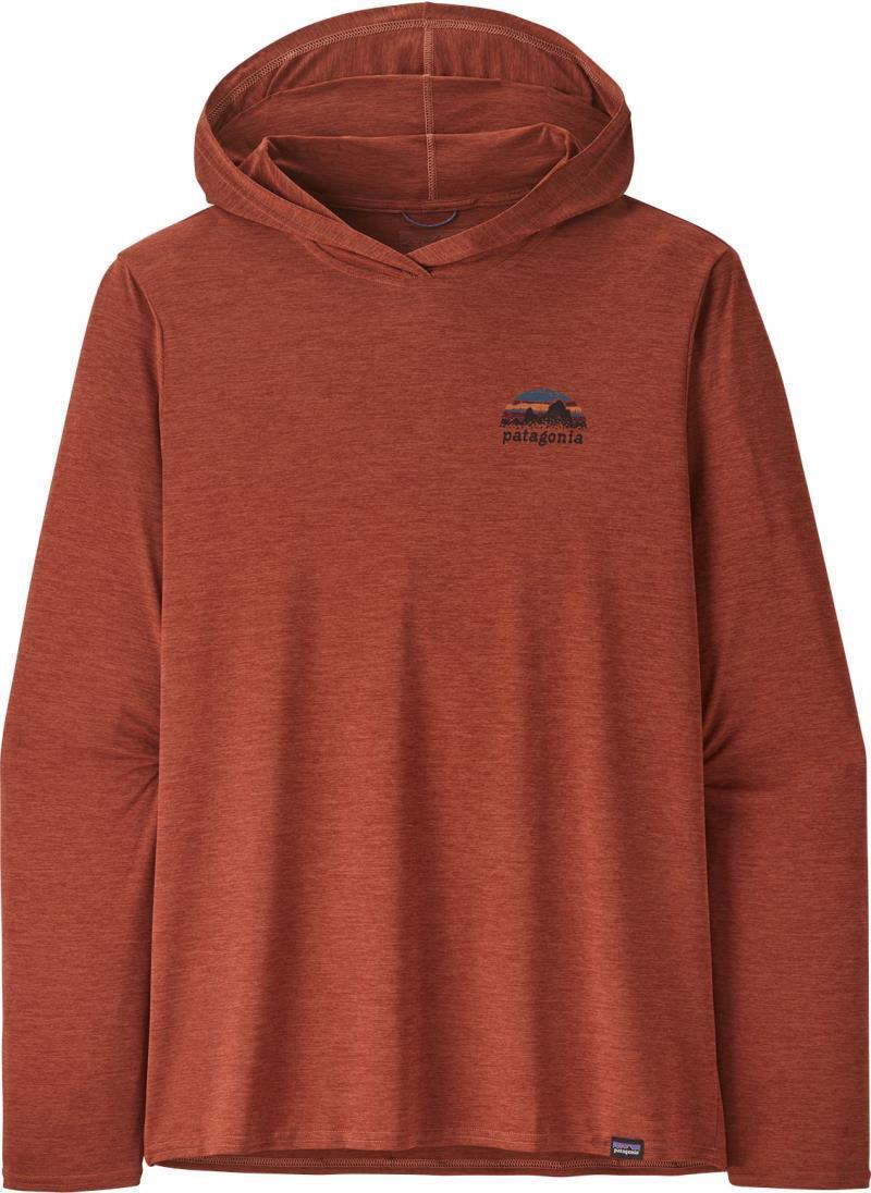 Capilene Cool Daily Graphic Hoody - Mens - Skyline Stencil / Burl Red X-Dye 3