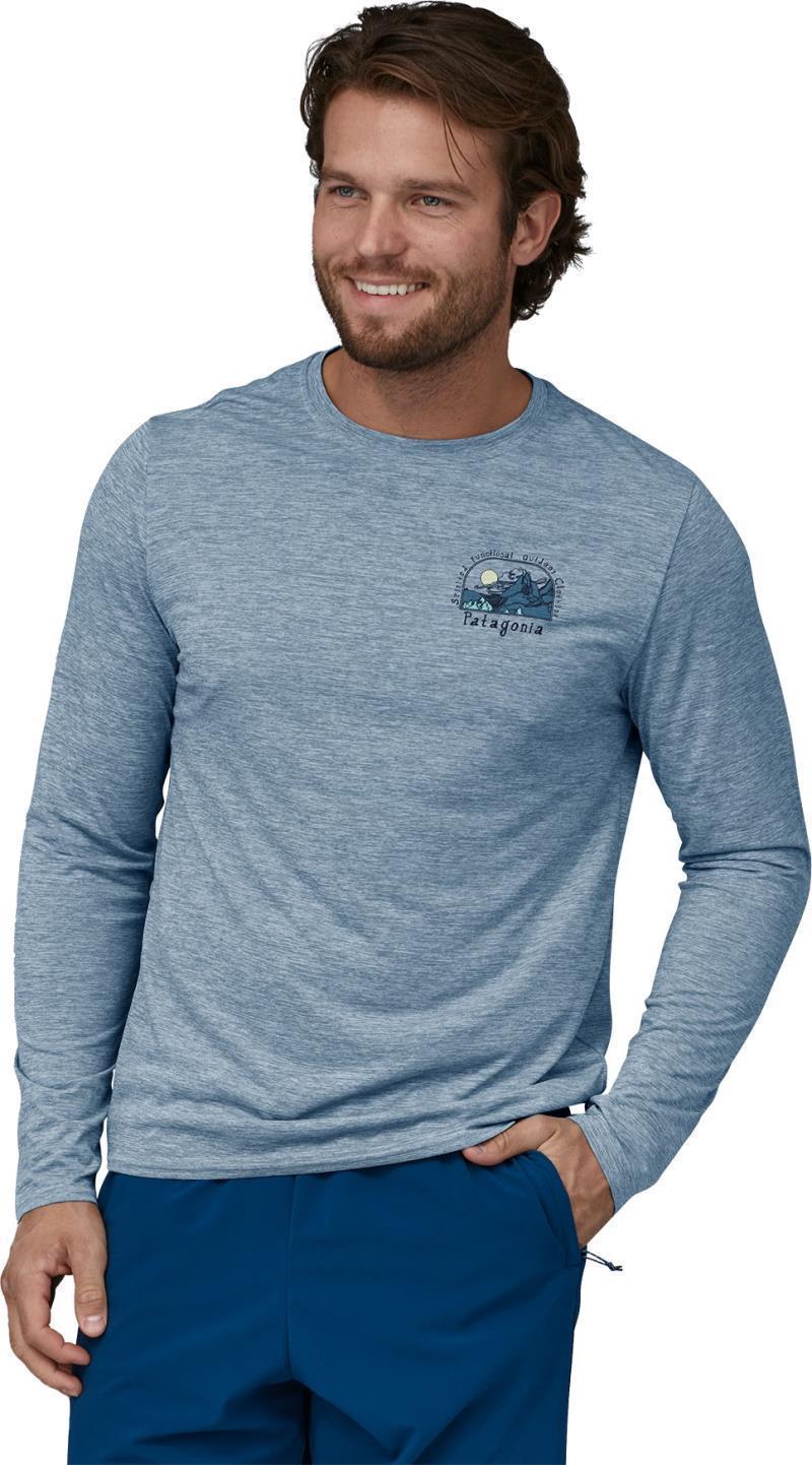 Capilene Cool Daily Graphic LS Shirt - Lands - Mens - Lost And Found / Steam Blue X-Dye 6