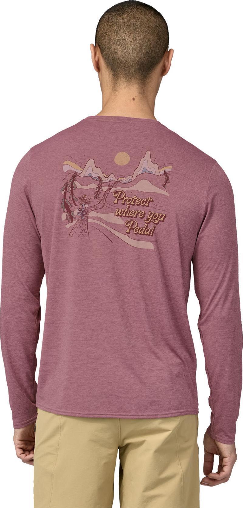 Capilene Cool Daily Graphic LS Shirt - Lands - Mens - Protect Pedal / Evening Mauve X-Dye 5